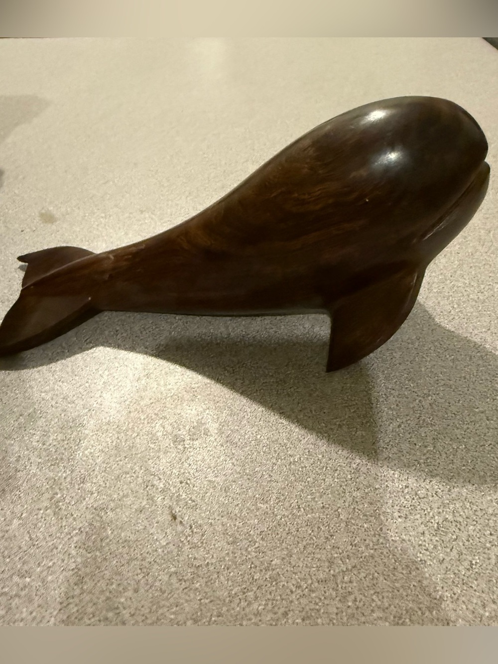 Vintage Ironwood Whale Hand Carved Wooden Figure 7 inch